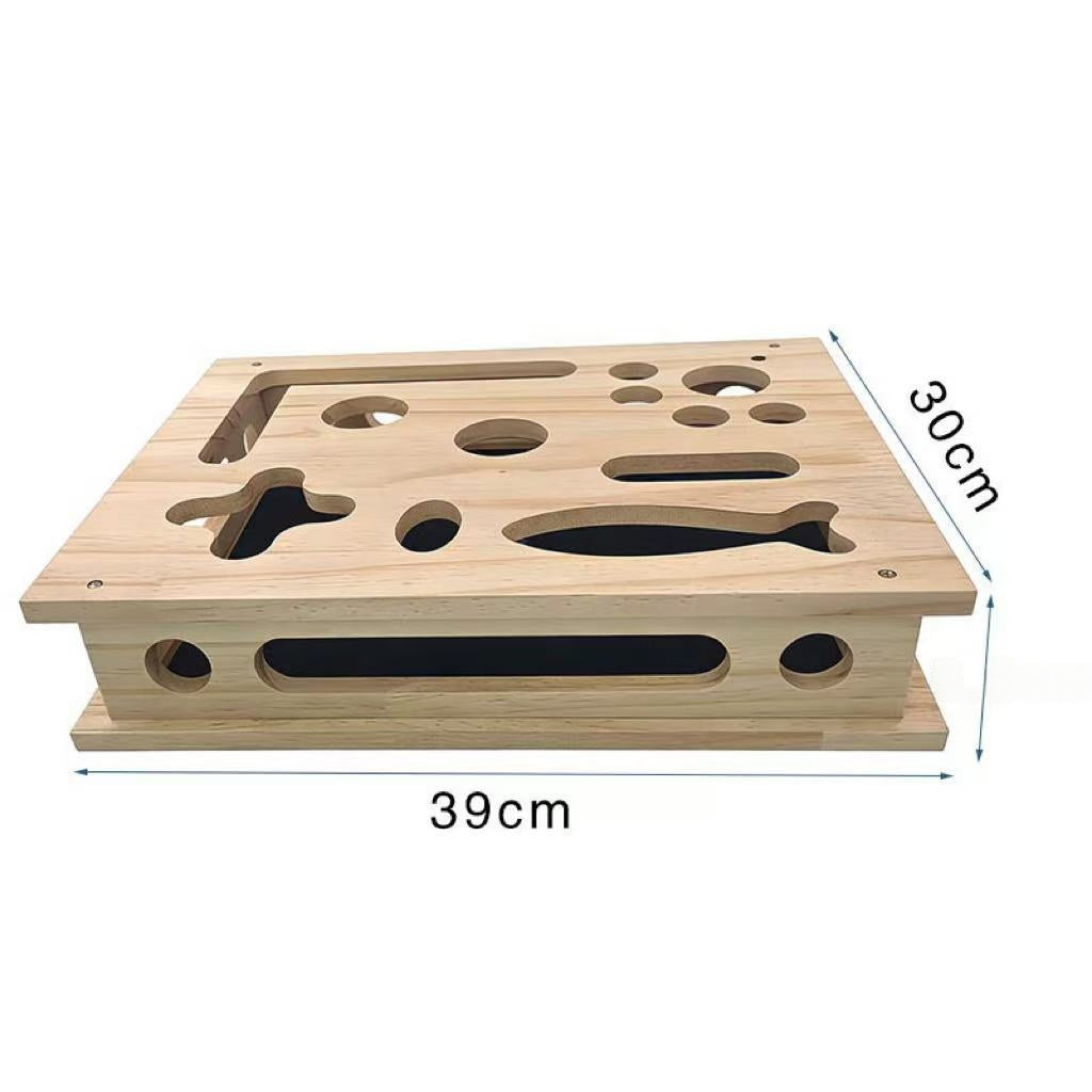 Boîte à gratter de chat amusante en bois pour taquiner et self-entertainment