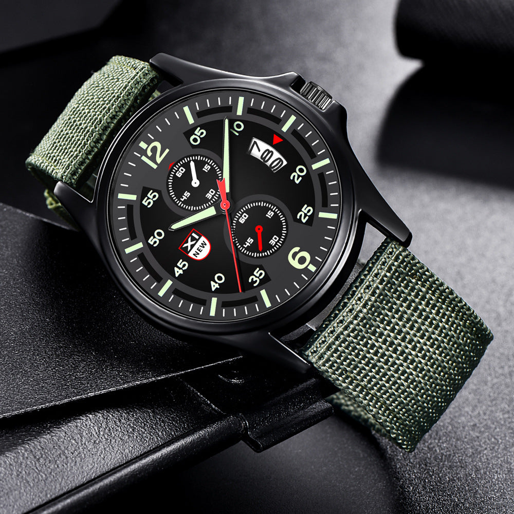Mode Nylon Strap Sport Army Style Watch Calendrier Quartz Watch