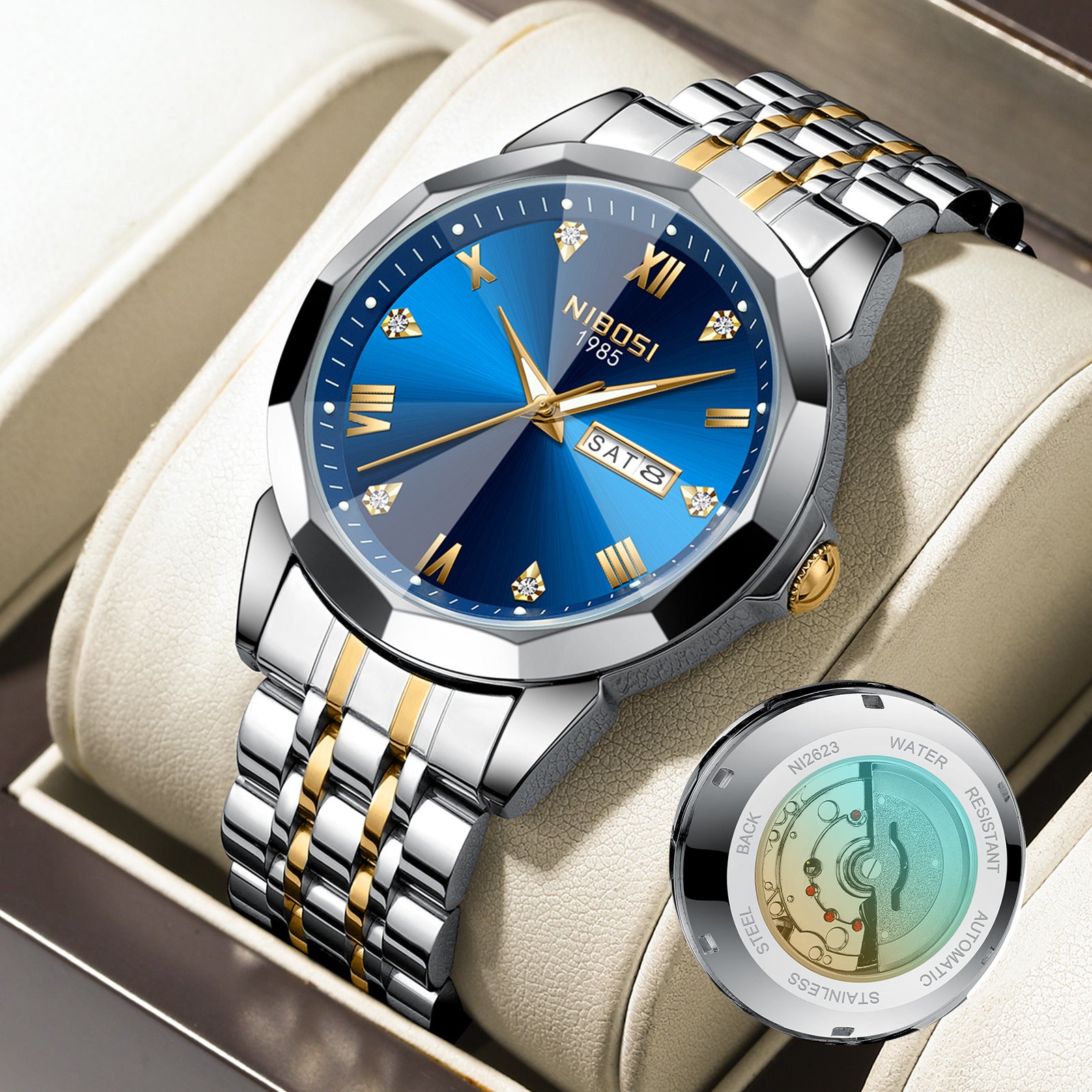 Montre bracelet en acier pour homme Quartz Lumineux étanche
