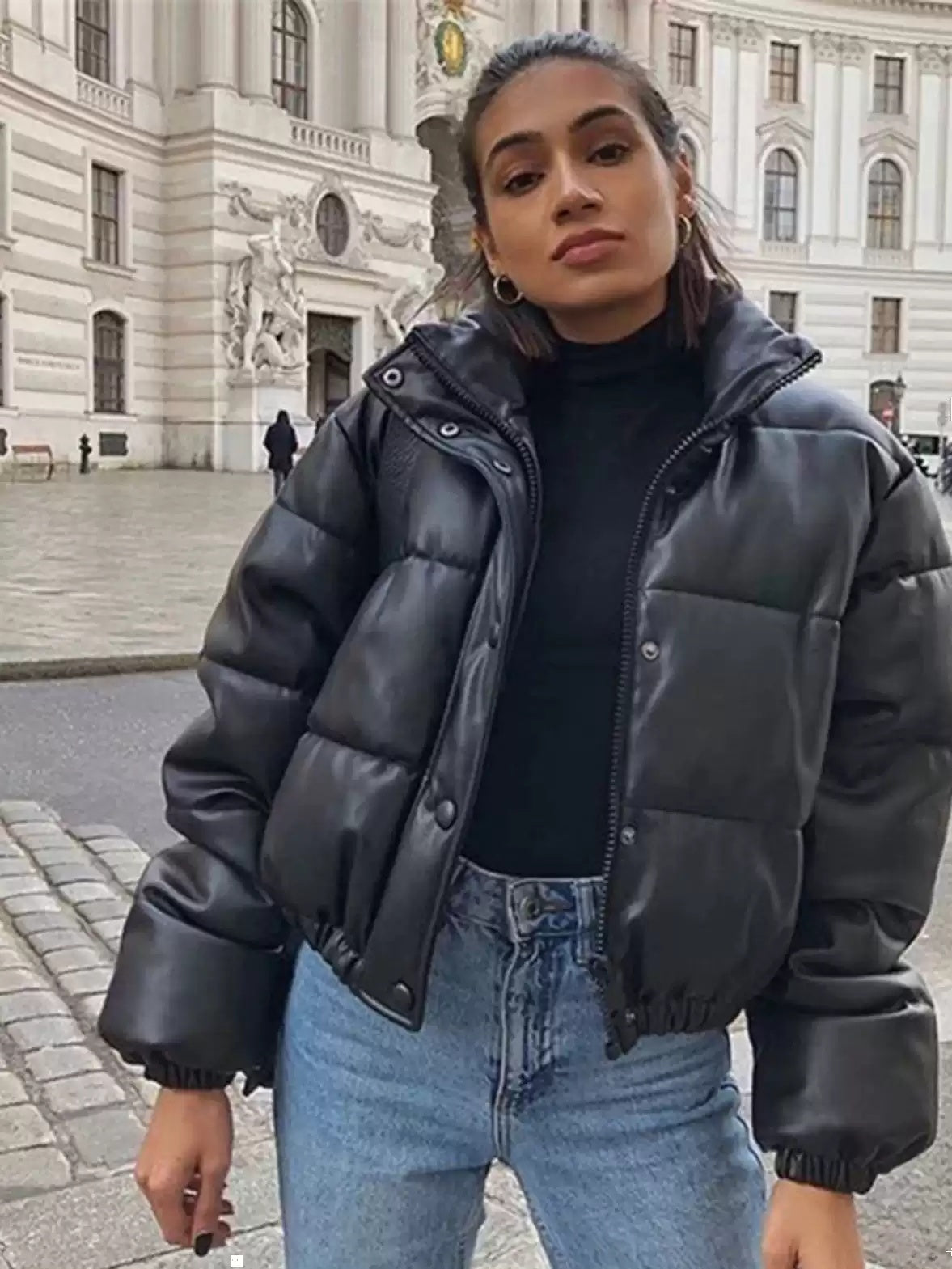 Manteau de Parka en cuir épais et chaud pour femmes