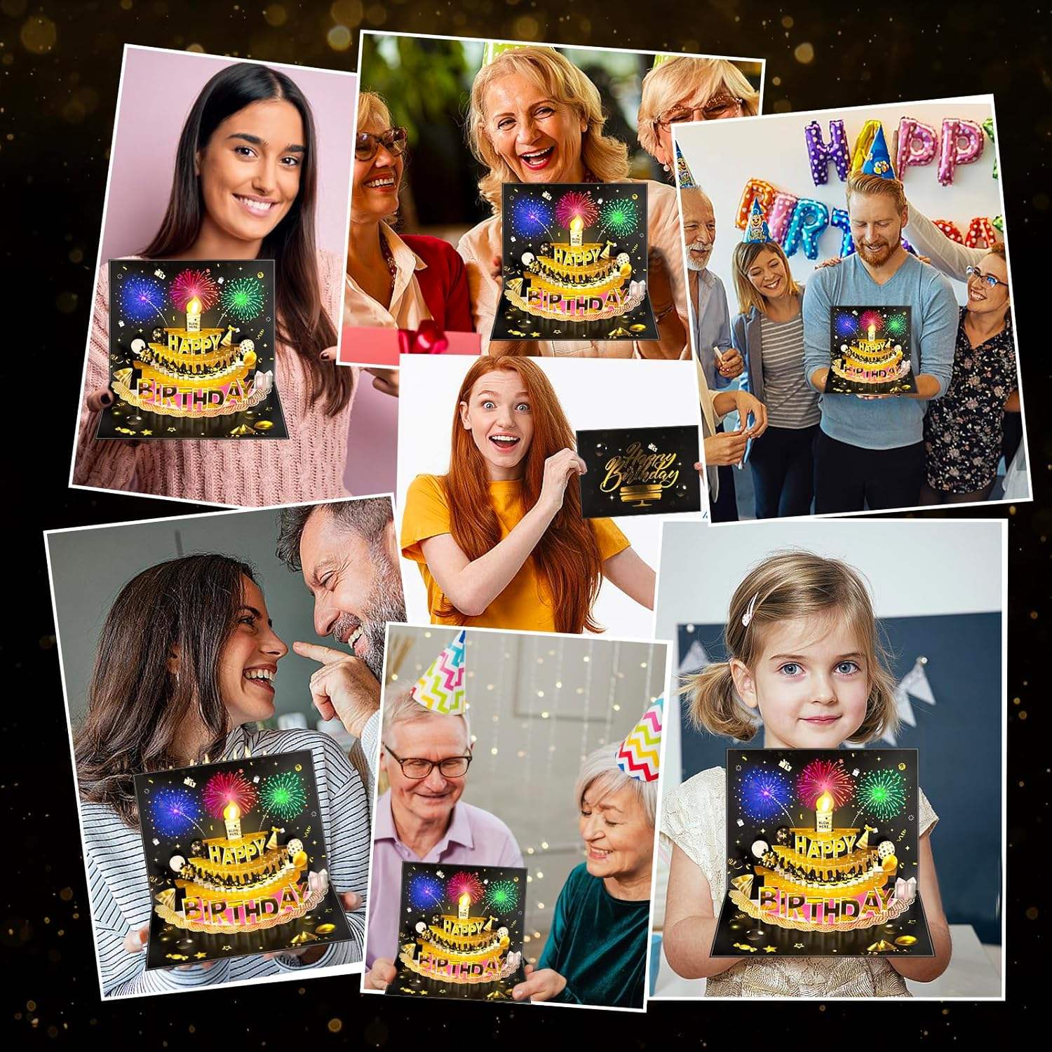 Light Music Up carte cadeau gâteau carte d'anniversaire heureux avec enveloppe