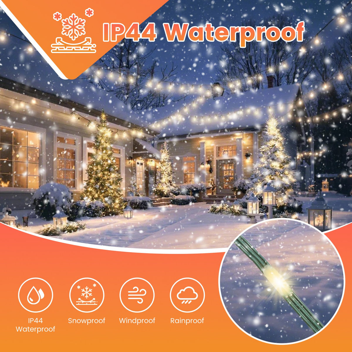 330FT String Lights Outdoor Christmas Decoration Lights With Remote IP44 Waterproof 8 Ligh