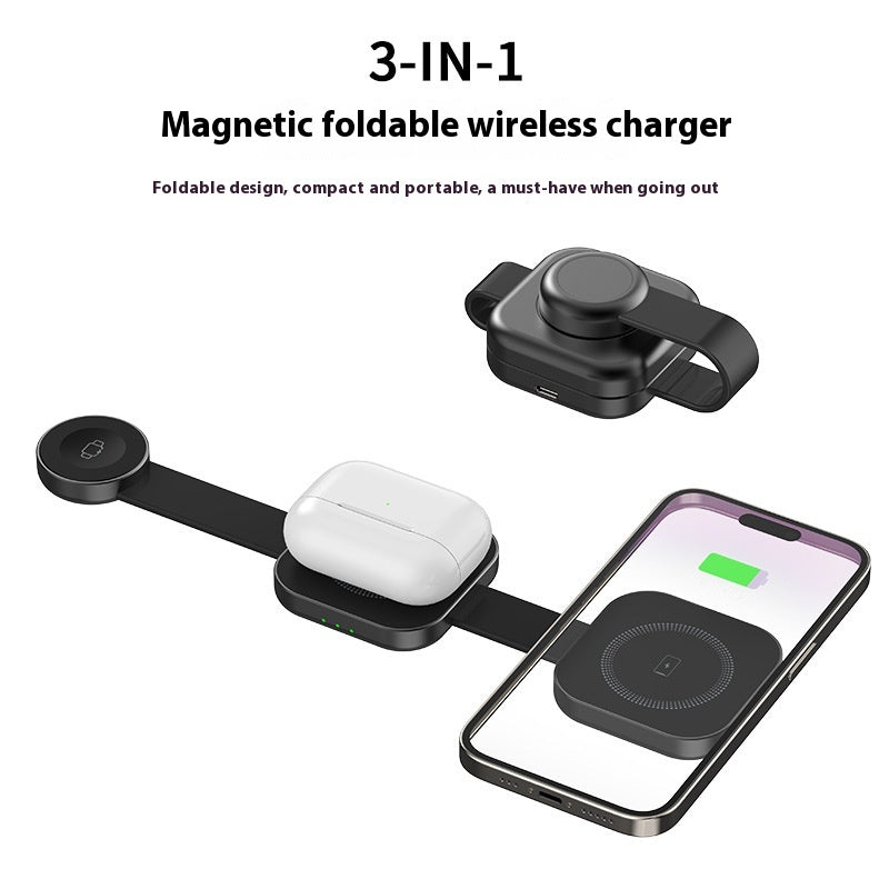 Compact and convenient magnetic 3-in-1 wireless charger