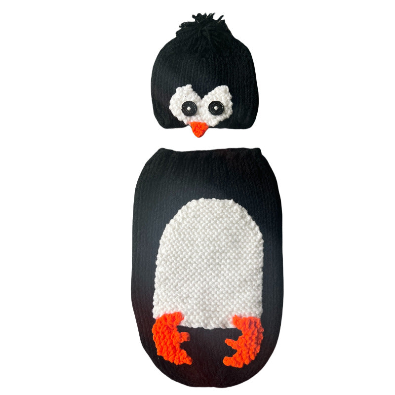 Mignon nouveau-né photographie Penguin forme Laine sac de couchage