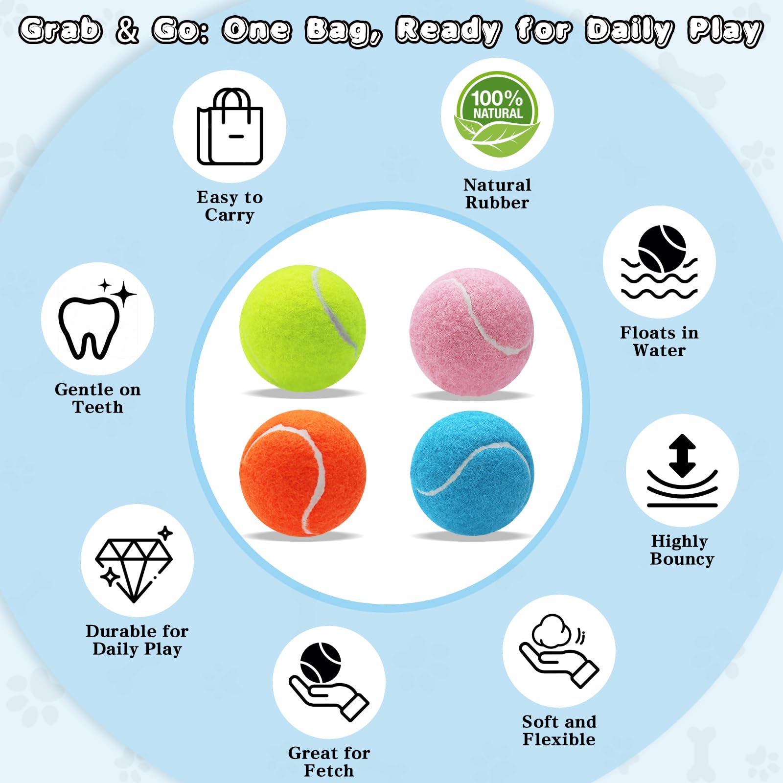 Balles de chien, Balles de tennis pour chiens, Colorful facile d'attraper les animaux jouer balle