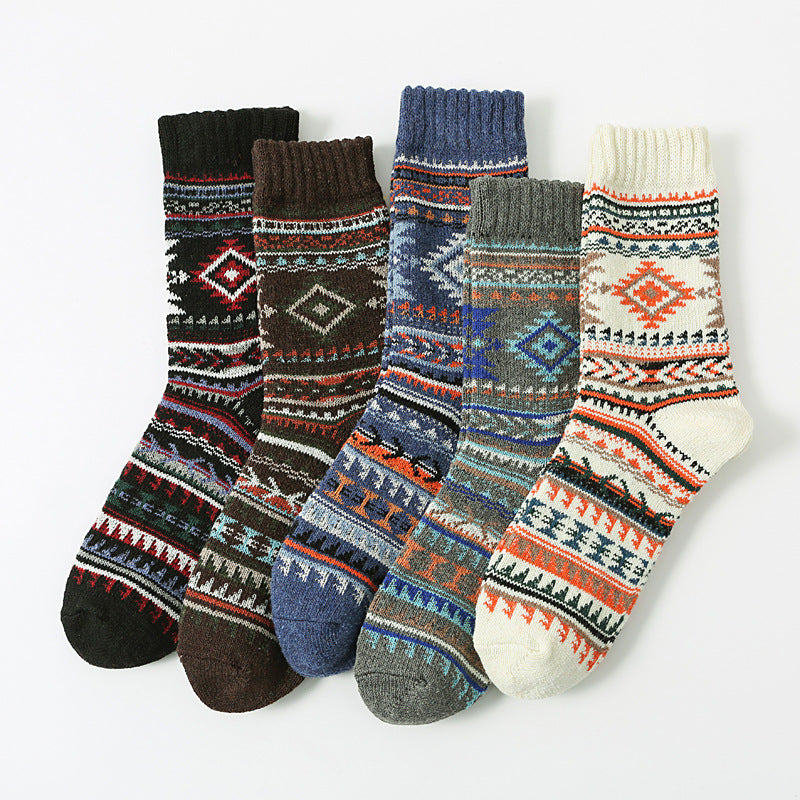 Chaussettes en laine carrée rétro