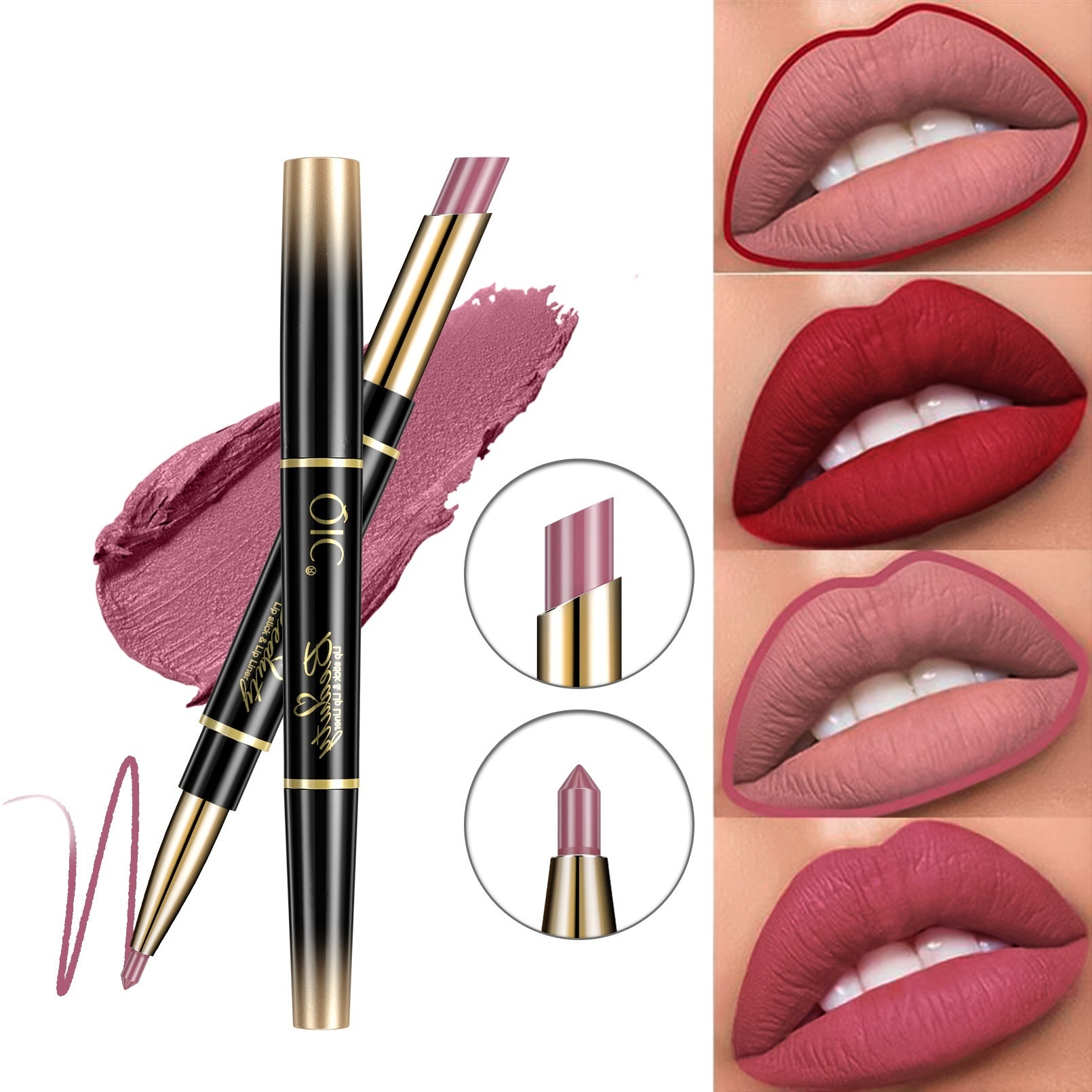 2-en-1 Stylo rouge à lèvres imperméable à l'eau