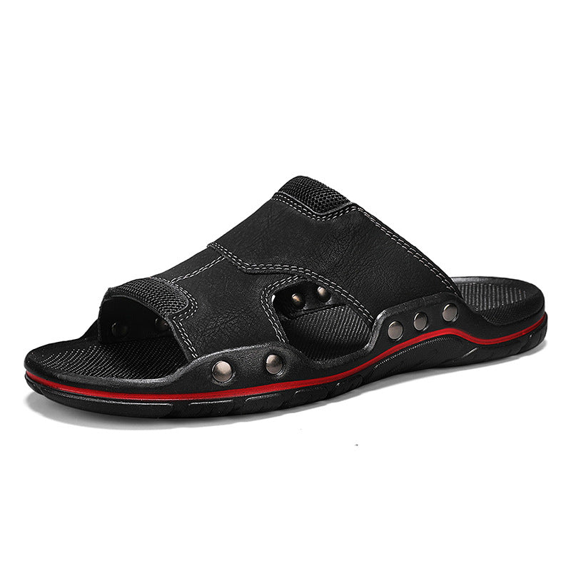 Sandales désodorisantes pour hommes en cuir véritable