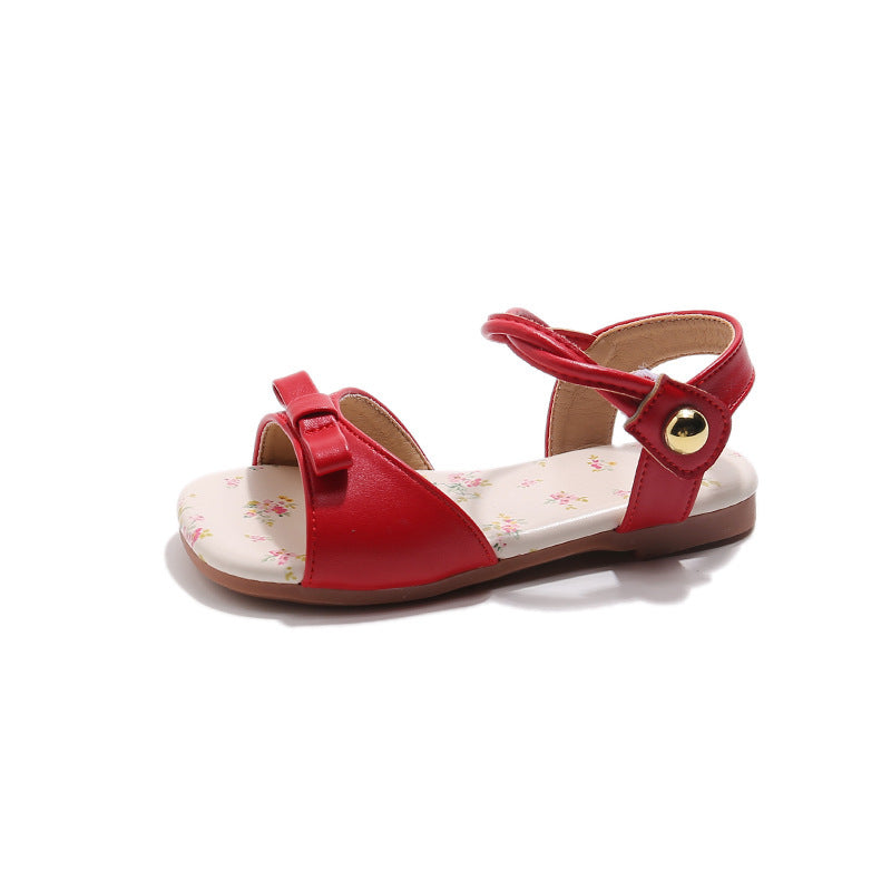 Chaussures de princesse de style coréen d'été avec un arc et une sangle sur le pied