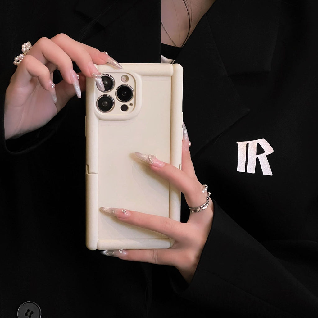 Skin Feeling Solid Color Phone Case Colonne romaine 14Pro Bracket Invisible tridimensionnel