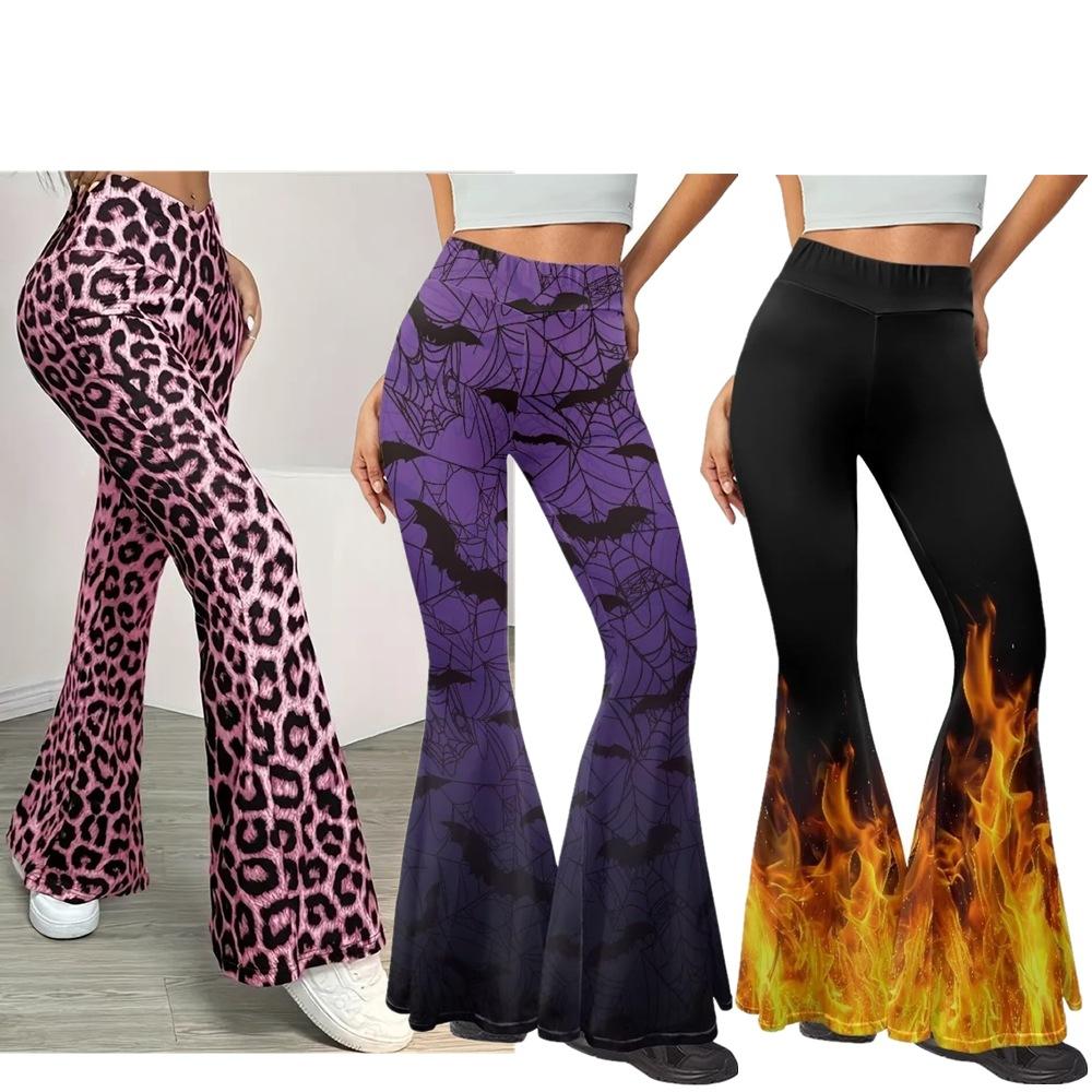 Leopard-print Hip-lifting Tight Leggings Pantalons à jambe droite