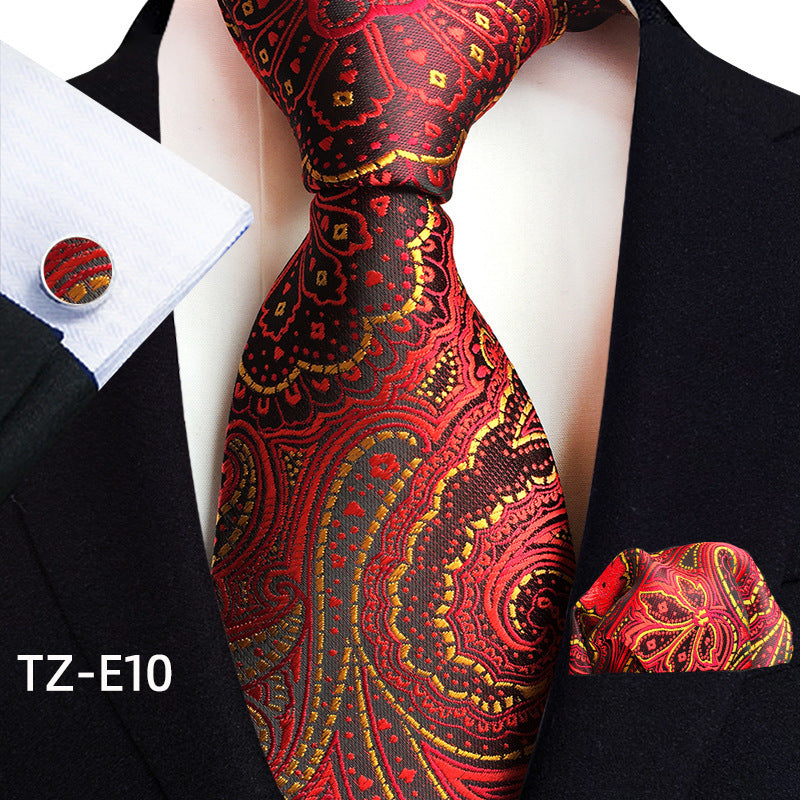 Paisley Tie Square Scarf Pocket Square Cufflinks Ensemble de trois pièces