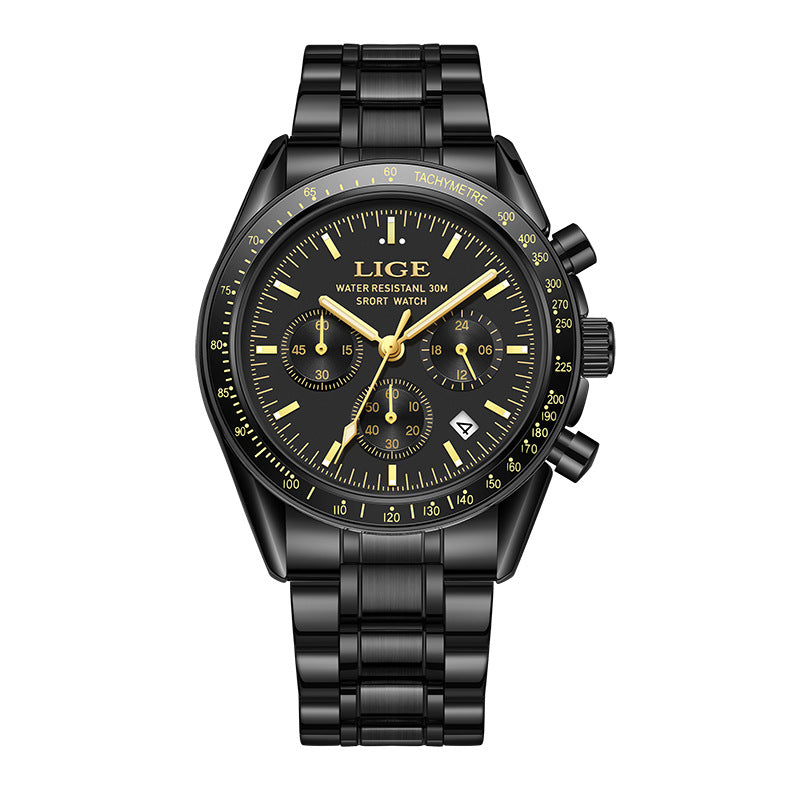 Hommes Multifonctionnel Imperméable Calendrier Lumineux Quartz Montre