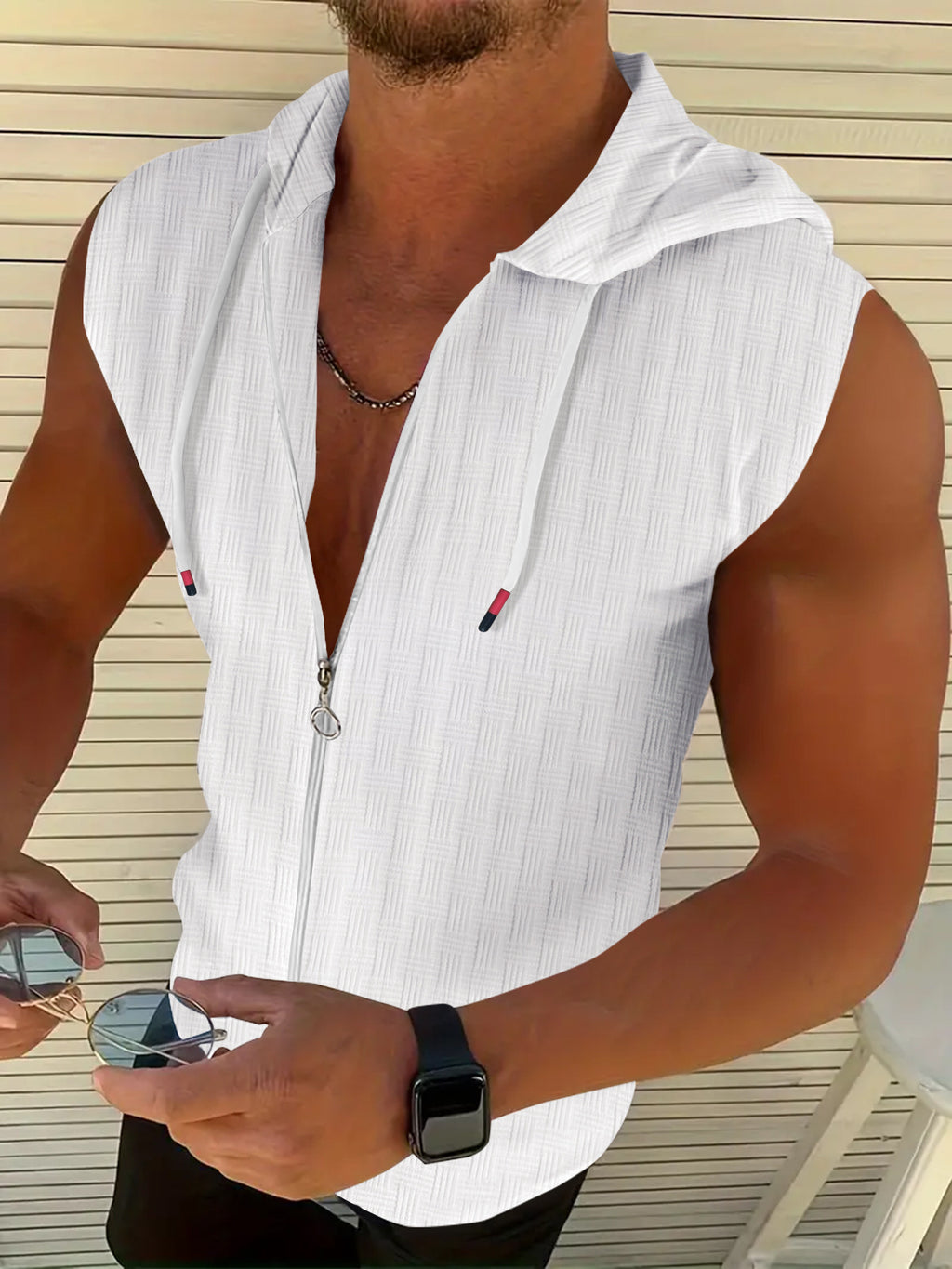 Cardigan zippé sans manches élégant pour hommes