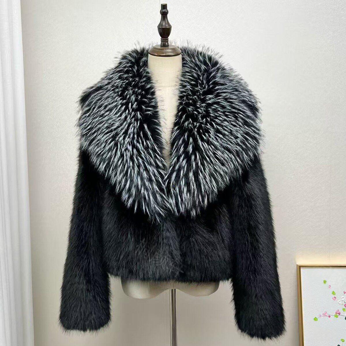 Manteau à fourrure courte et épaisse pour les femmes