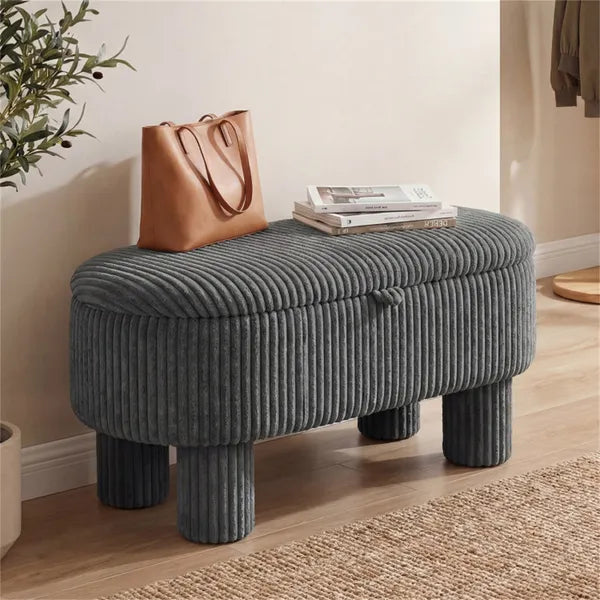 Banc de stockage Corduroy gris 42 pouces