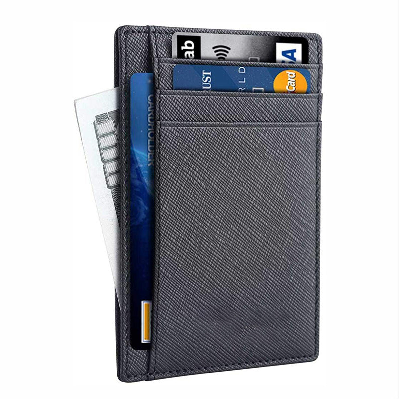 Porte-cartes antivol en cuir véritable pour hommes