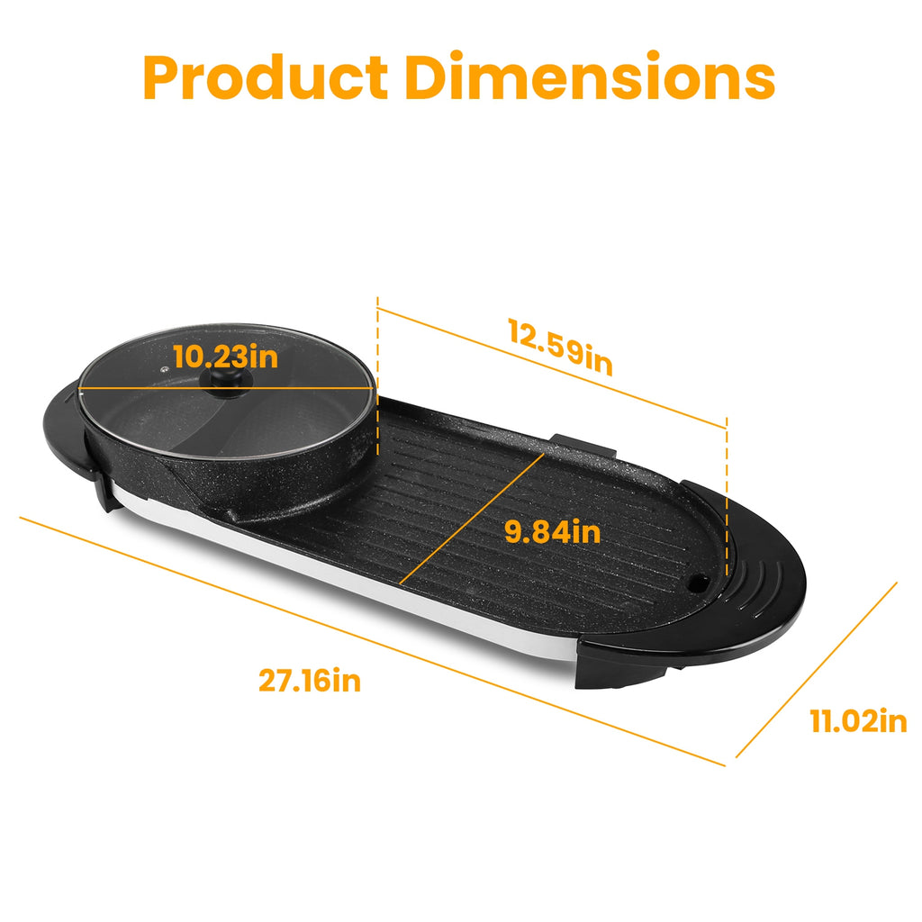 2200W 2 En 1 Pot électrique avec barbecue Grilleur Cuisinière sans fumée Non-Stick Coréen barbecue Grille Shabu