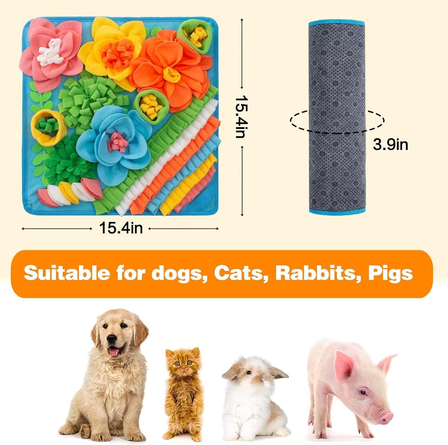 Animal chien à alimentation lente Sniffing Cat Nourriture Blanket Scent Training Mat Toy