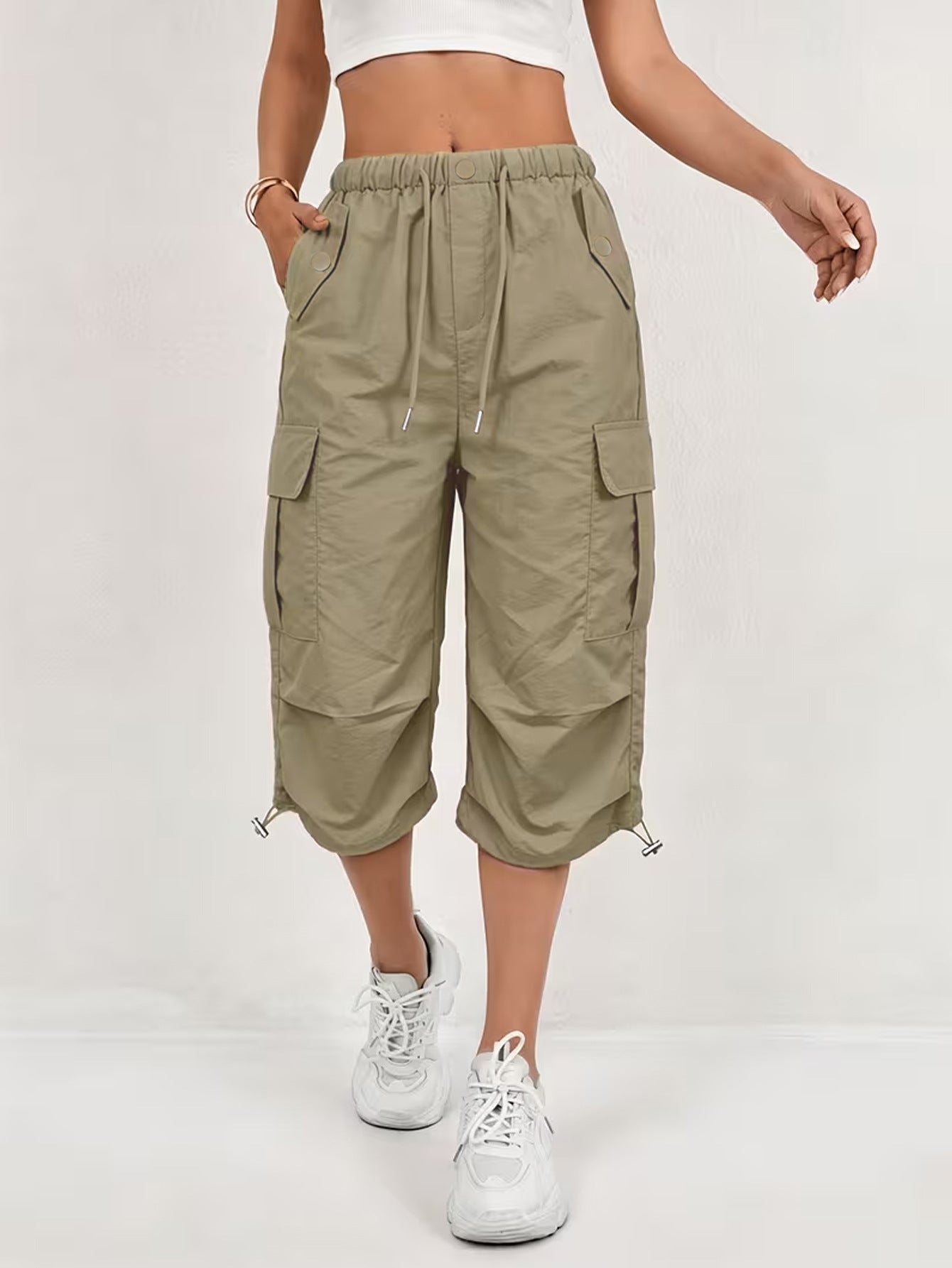 Loose Fitting Casual Drawstring Solid-color European and American Style Trendy Sportswear
