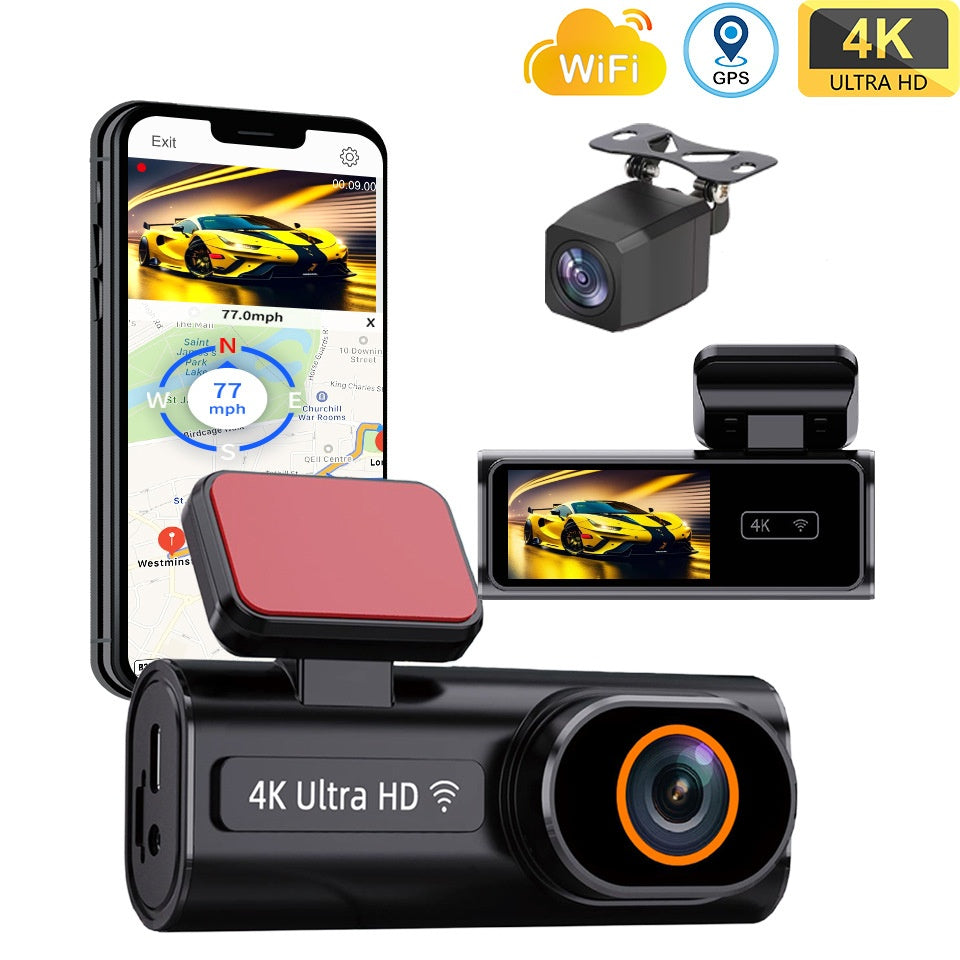CAR DVR compatible WIFI avec un écran de 197 pouces pour la connectivité de téléphone mobile