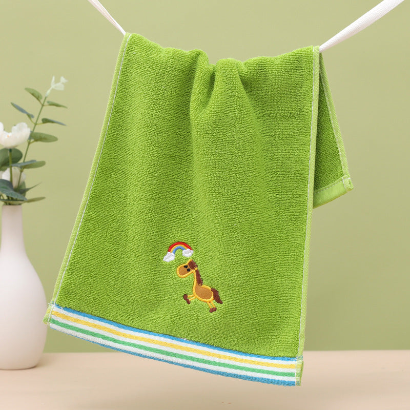 Cute Kids Solid Color Cotton Absorbent Washbasin Towel
