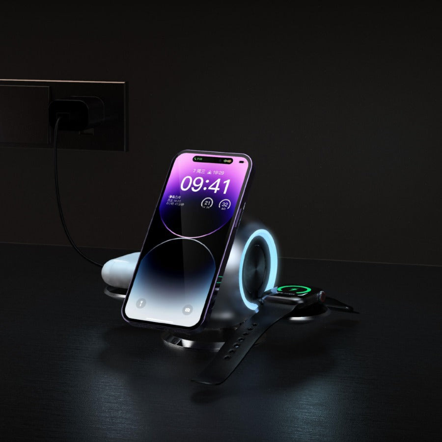 Chargeur sans fil magnétique vertical de lumière d'ambiance sphérique