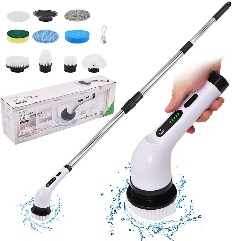 Multifunction Electric Cleaning Brush with Adjustable Length for Bathroom Glass