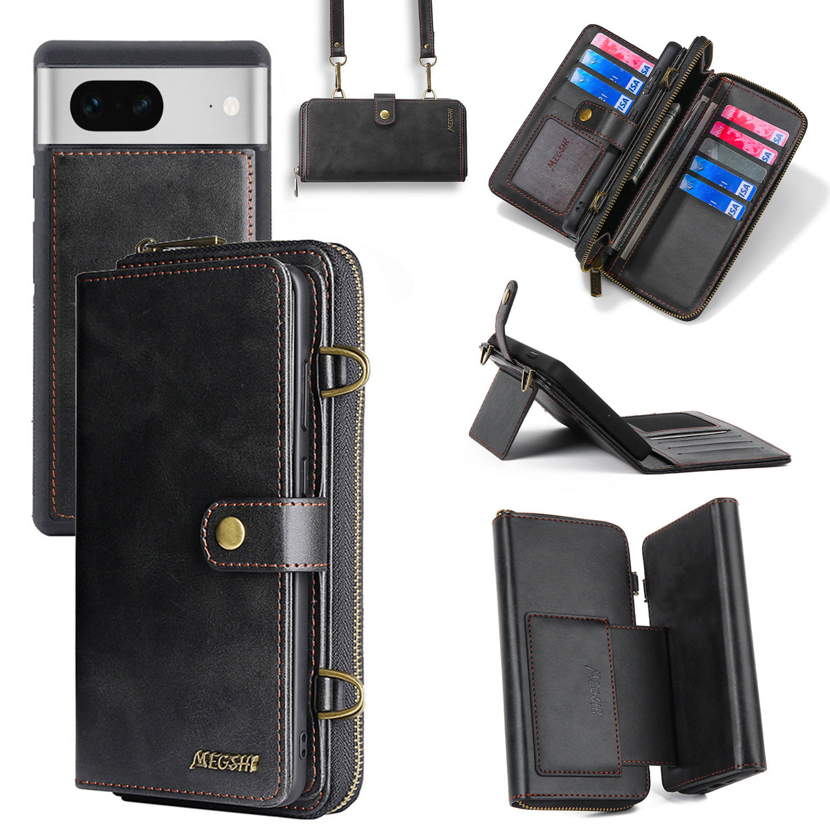Étui en cuir pour téléphone portable Pixel8