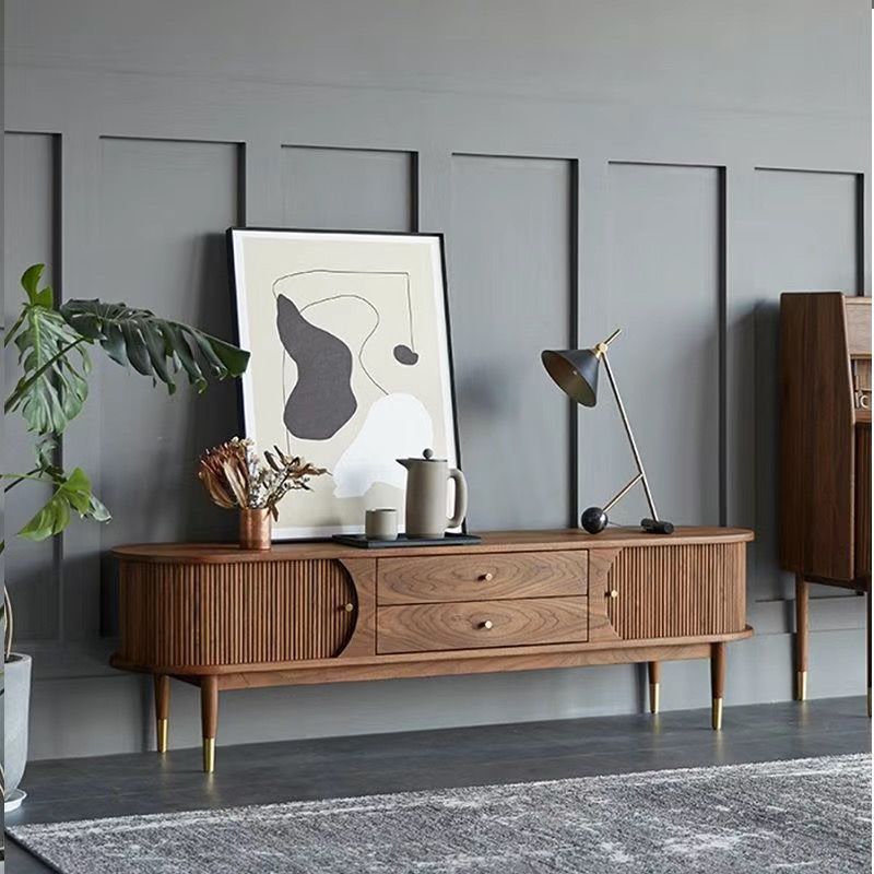Nordic Solid Wood Tv Cabinet Black Walnut Simple Moderne Tv Retro Combinaison Salon H