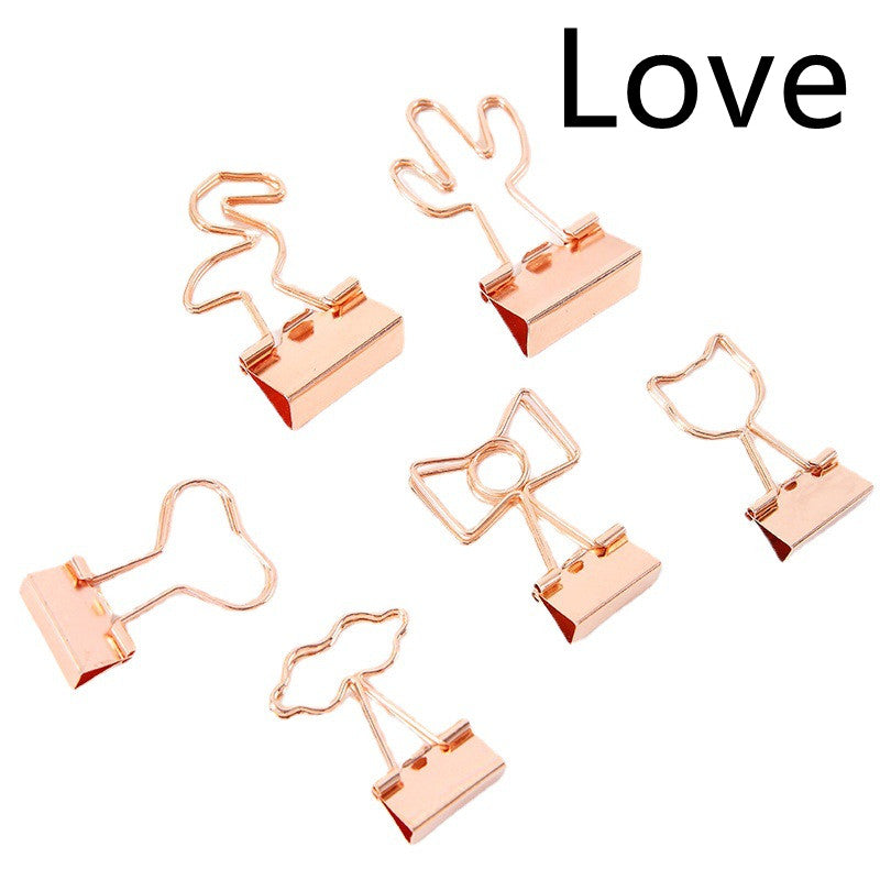 Creative Plating Or Petit Clip Bureau Style Long Tail Metal
