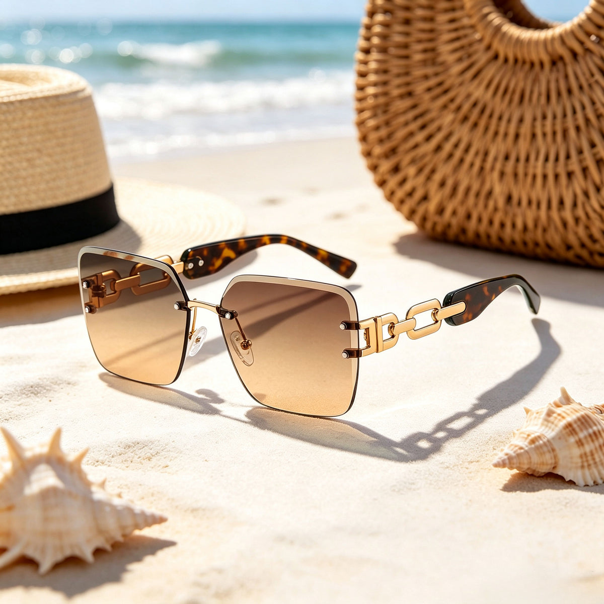 Lunettes de soleil femmes carrées élégantes