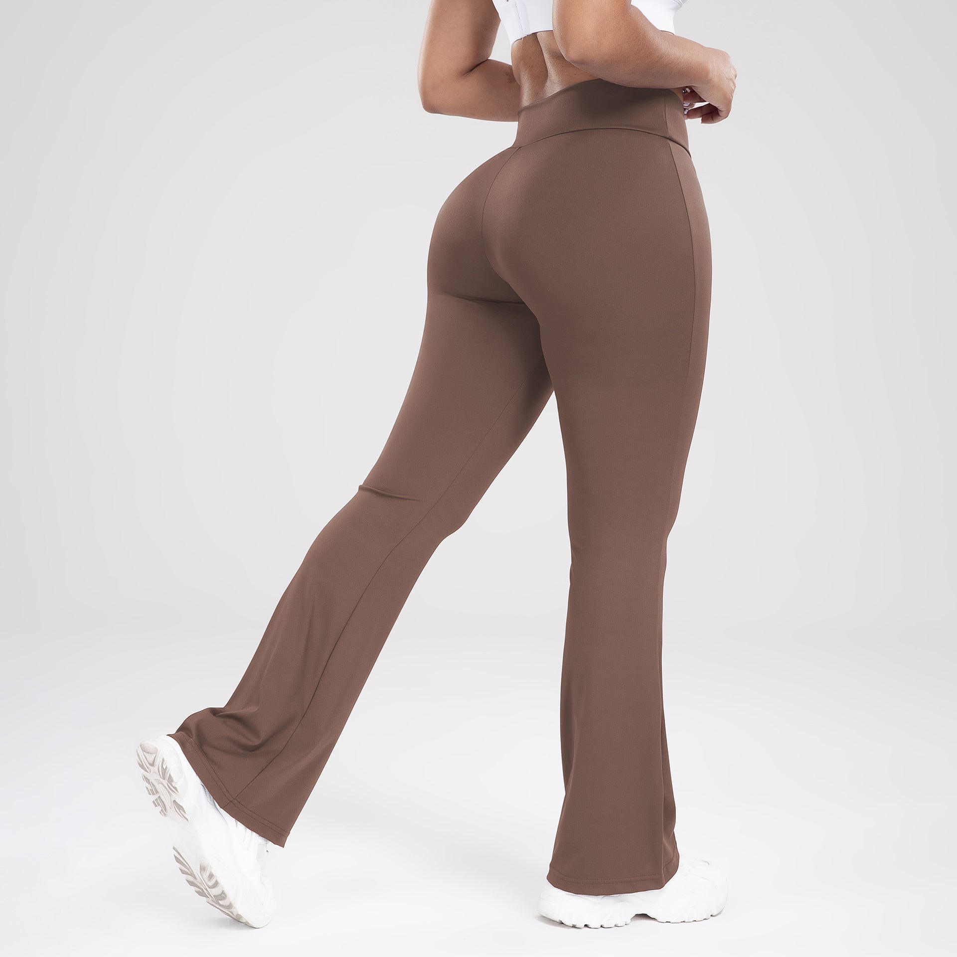 Femmes Crisscross Waist Flared Yoga Pantalons Slim Fit Sports de plein air Casual Bell Bottom Active