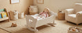 Poupée en bois jouer Cradle Rocking Baby Doll Crib avec literie rose pour poupées jusqu'à 20 en