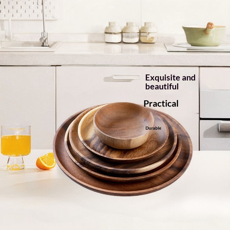Approvisionnement direct en usine Acacia Saucer en bois massif Restaurant Plateau de fruits