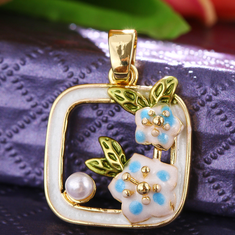Pendentif de bricolage pour collier à clips universels avec peinture florale