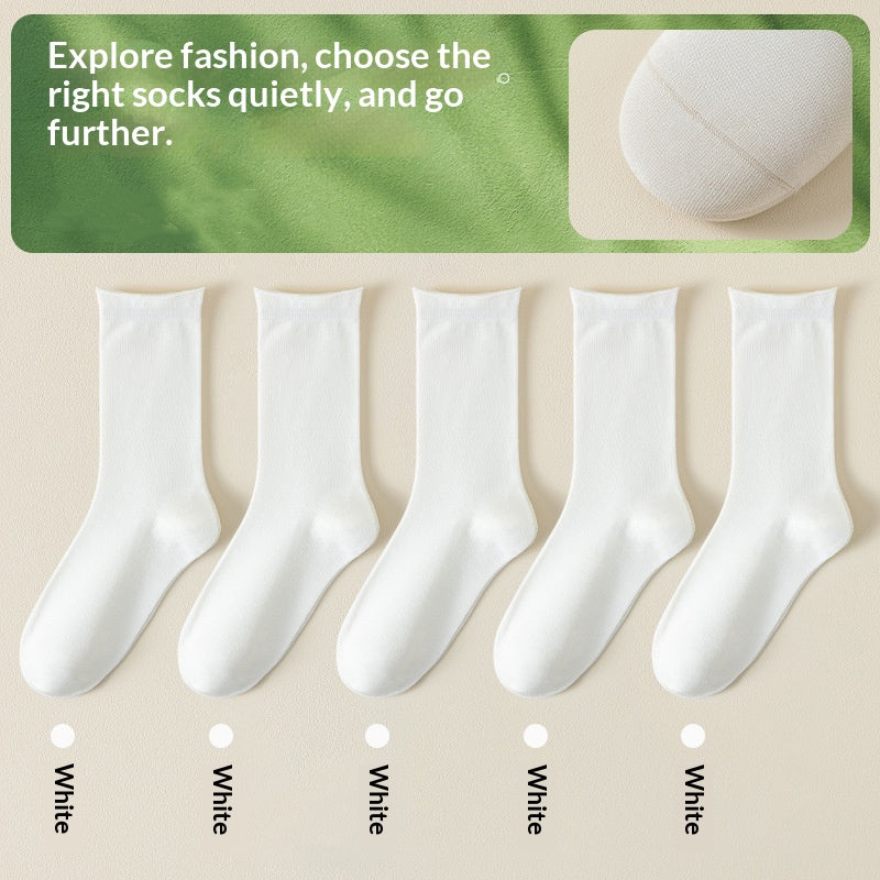 Springsummer Chaussettes mi-calf pour femmes en soie