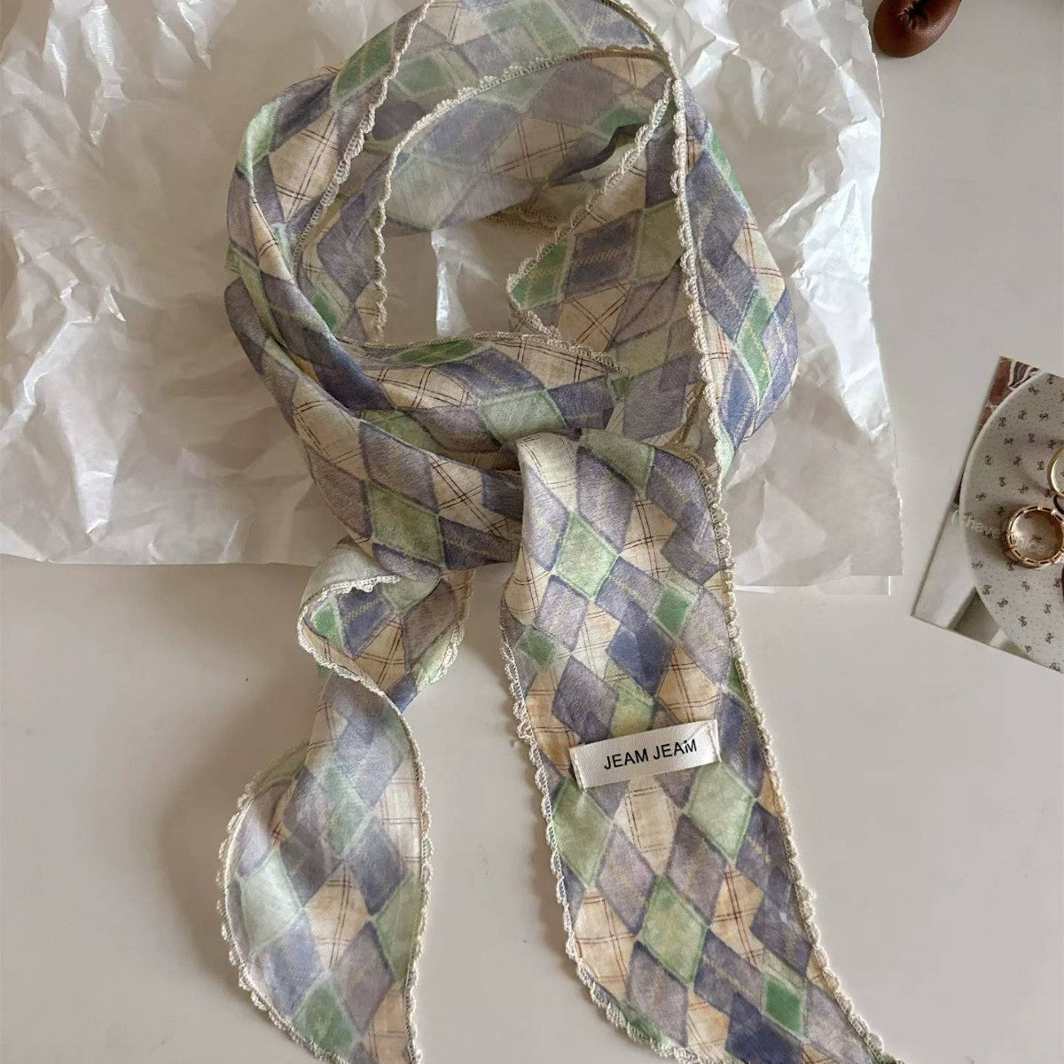 Style coréen Rétro Floral longue écharpe en soie