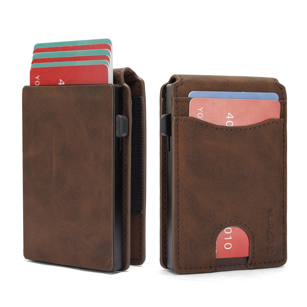 Flip-style Multi-carte-slot en cuir véritable hommes portefeuille