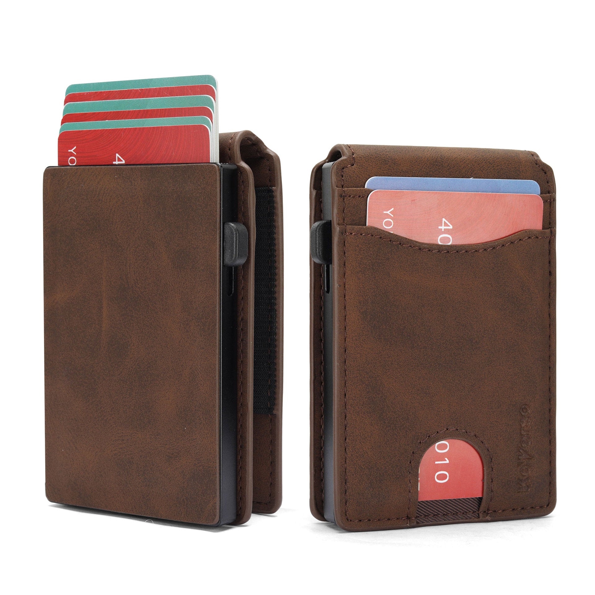 Flip-style Multi-carte-slot en cuir véritable hommes portefeuille