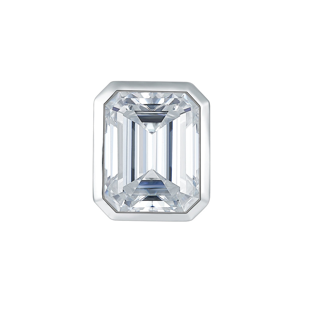 S925 Argent Sterling 8x10mm Boucles d'oreilles en mousse de moussanite coupées en émeraude