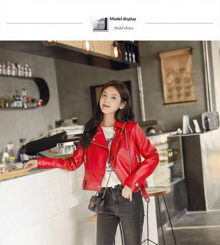 Veste courte en cuir PU mince