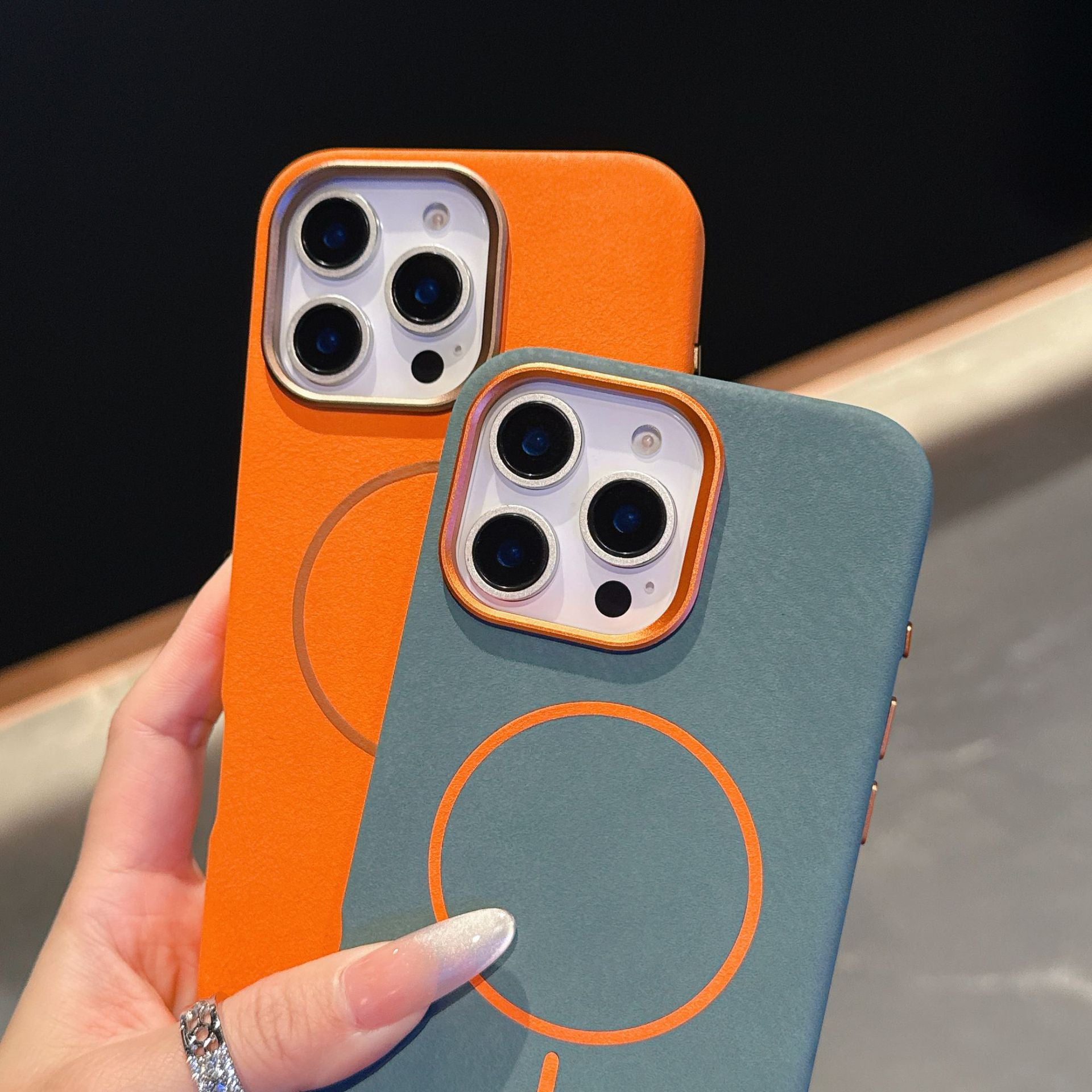 Éléphant Motif en cuir Cercle fin Aspiration magnétique Cas de téléphone