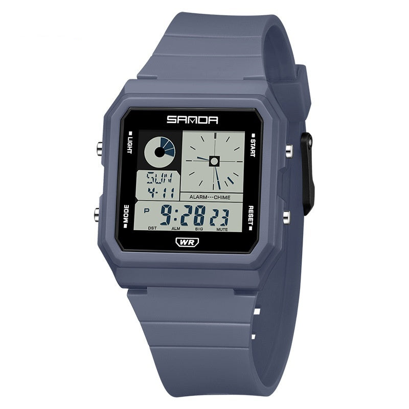 Montre numérique polyvalente et créative, petit carré multifonction