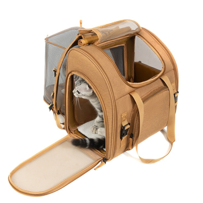 Sac à dos portatif pour animaux de compagnie à deux épaules extensibles pour les sorties