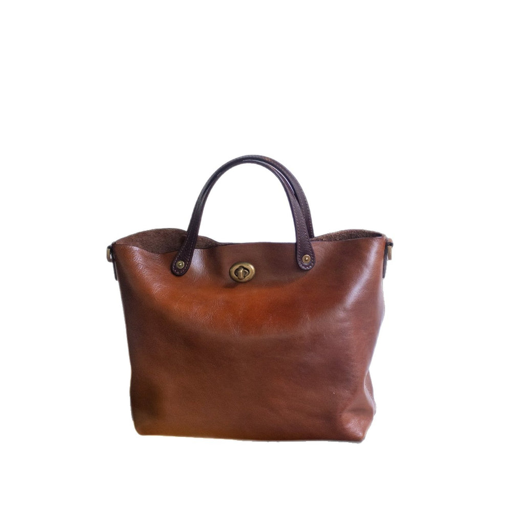 Cowhide Tote Bag européen et américain vintage premier-couche teinté d'arbre