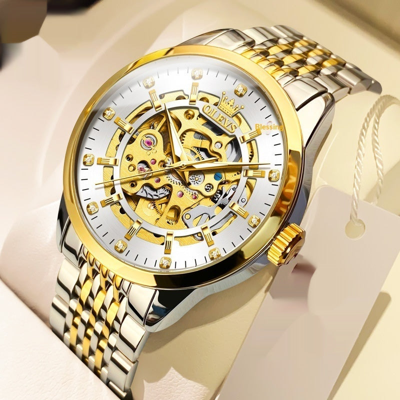 Montre Skeleton mécanique entièrement automatique pour hommes