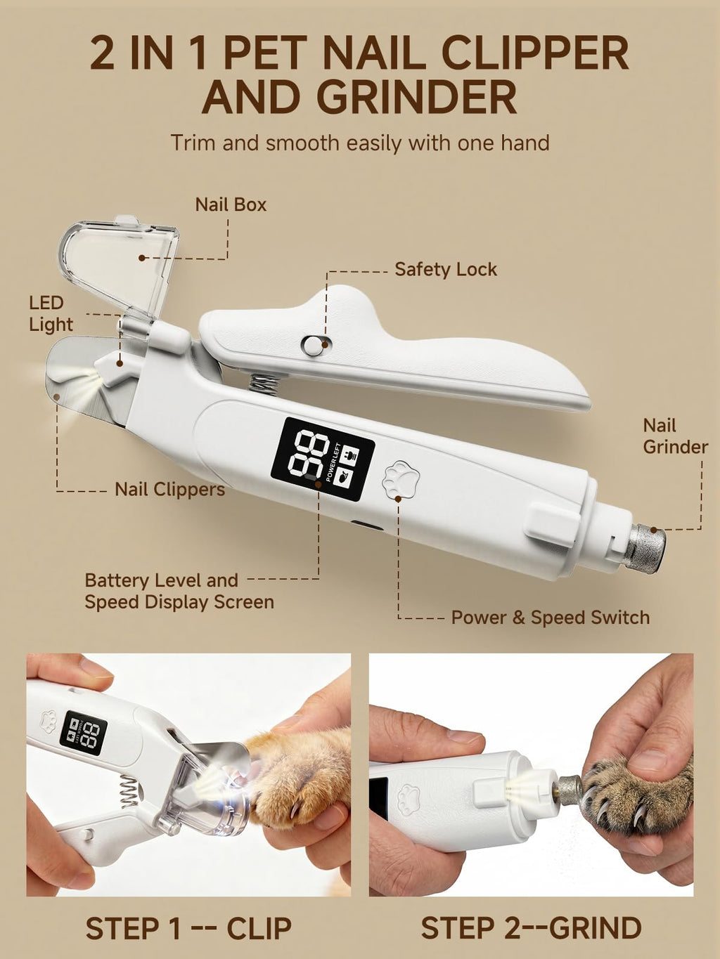 Dog nail clippers with light