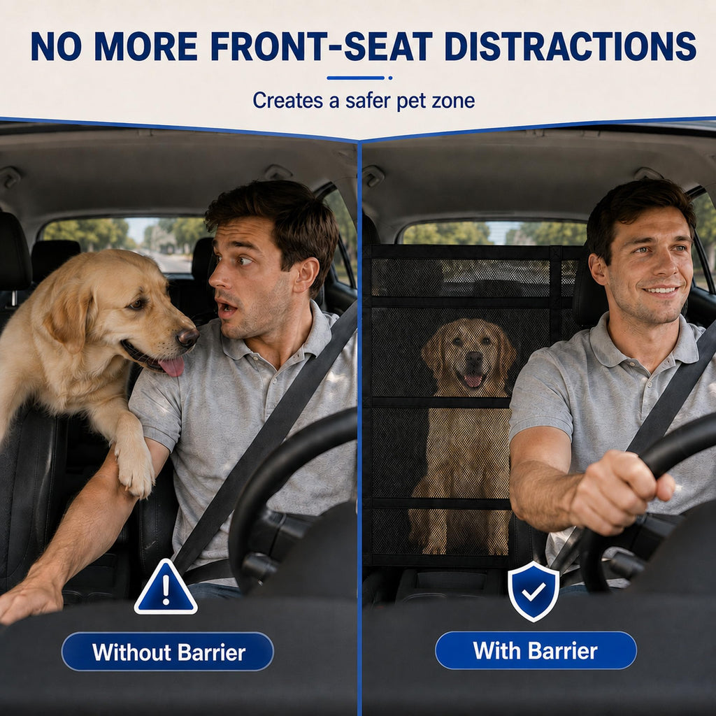 Barrière de chien de voiture avec crochet et fermeture boucle Double Zipper pour voiture VUS Respirant Mesh Barrie