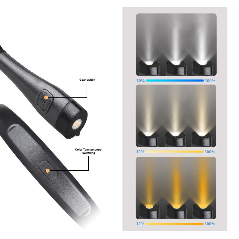 Led pending neck lumière blanche et jaune double lumière extérieure Portable Student Reading Light